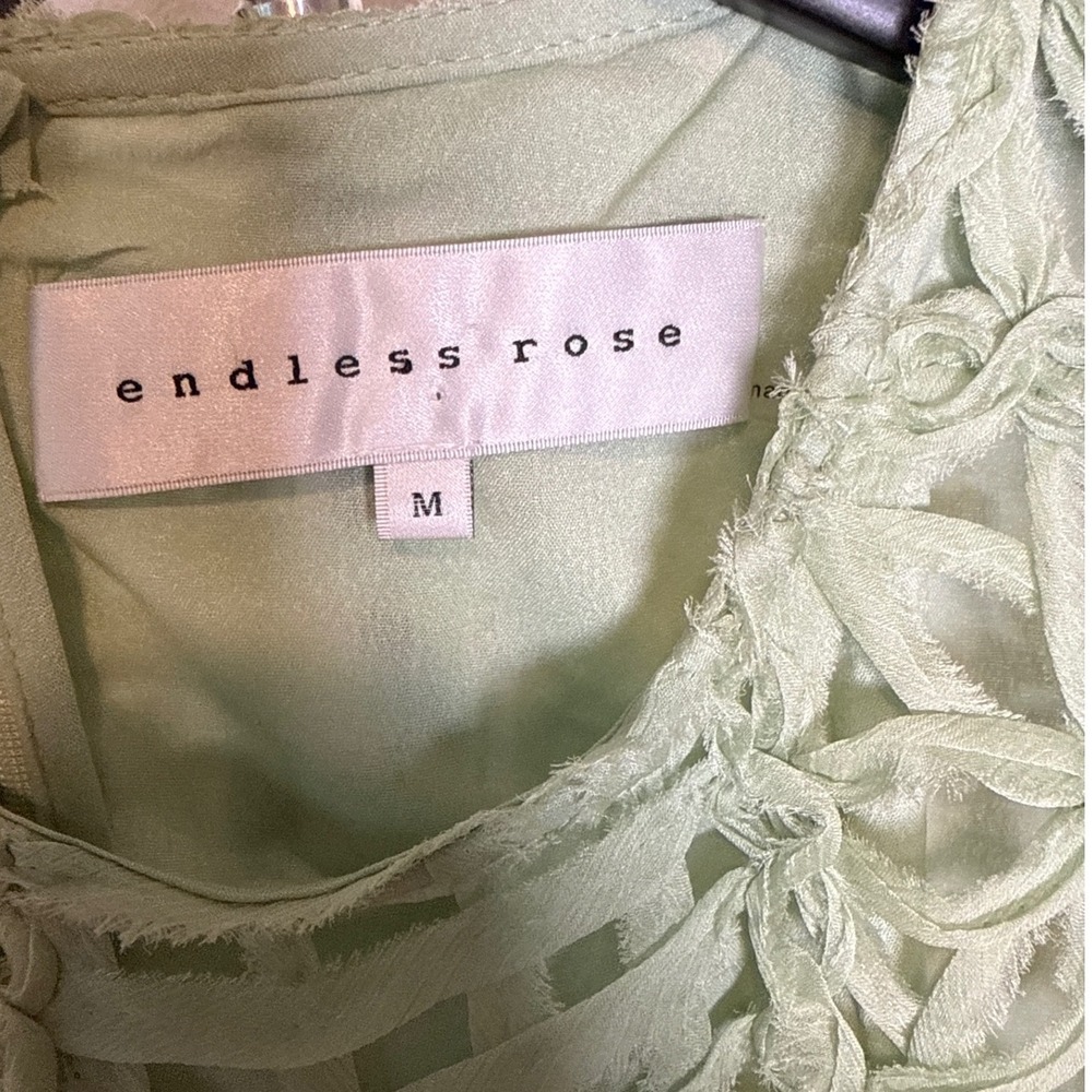 Endless Rose Sage Green Floral Lace Sleeveless Maxi Dress Medium Column Gown - Picture 3 of 5